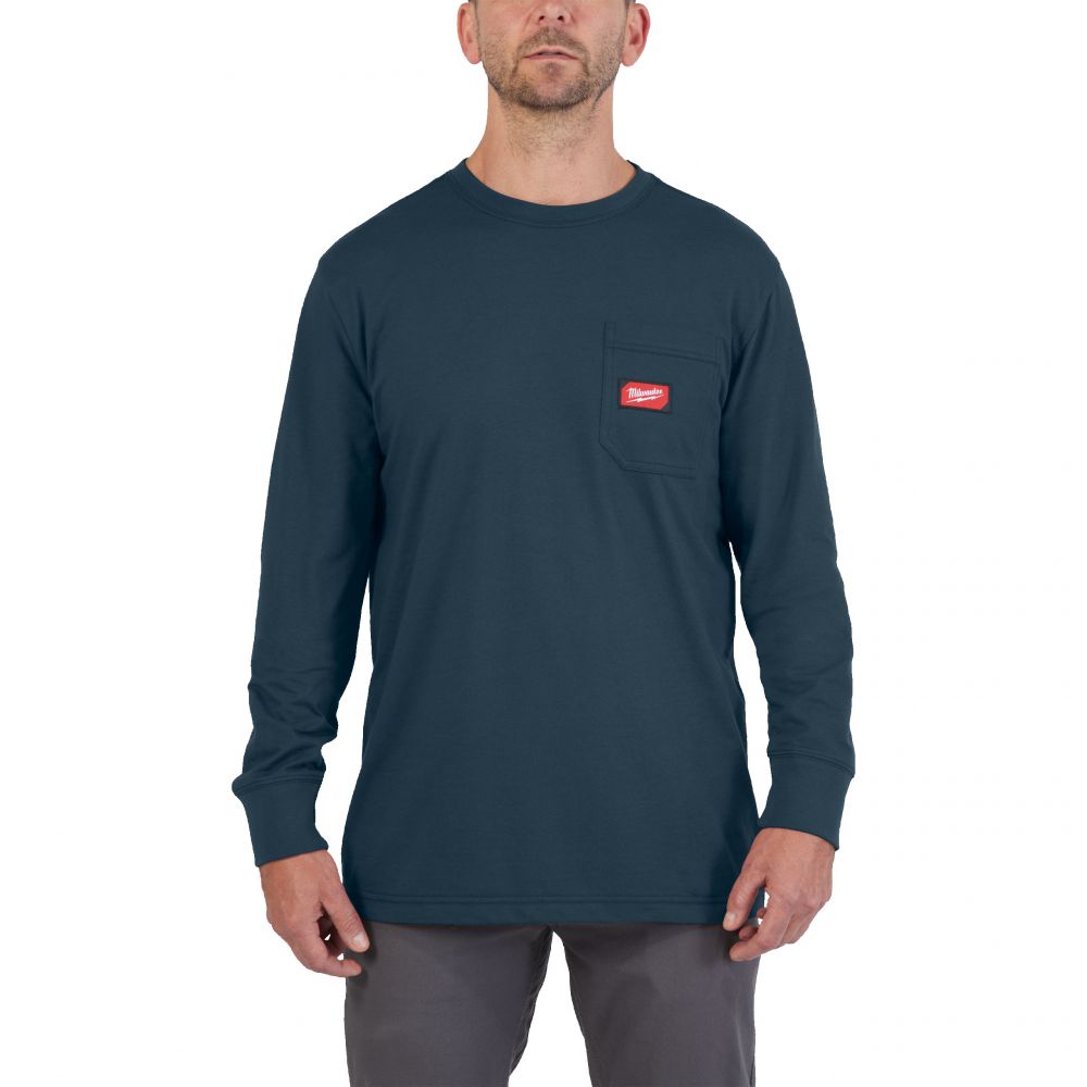 Arbeits-Langarm-Shirt blau mit UV-Schutz 